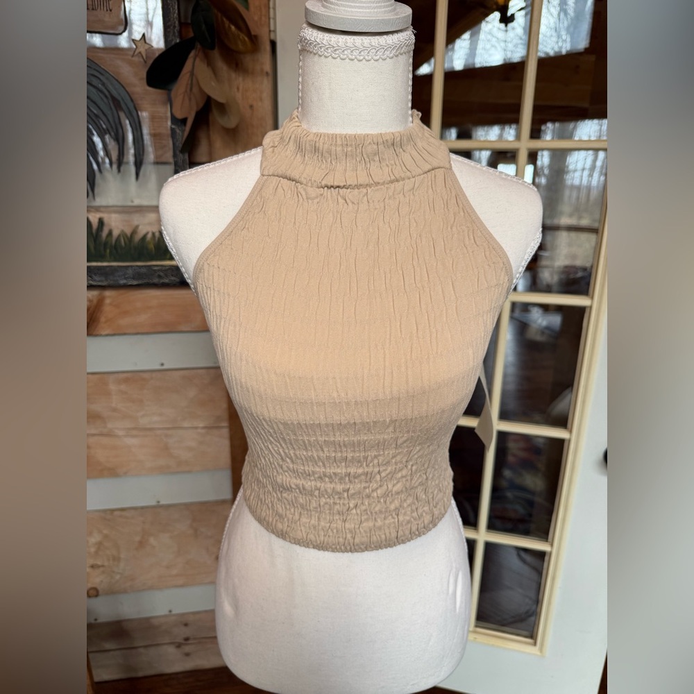 Mono B Cream Textured Tank Top